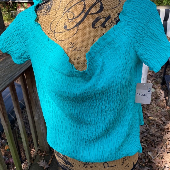 Belle summer short sleeves sky aqua top - Picture 9 of 11